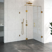 Douchecabine Venus Rechthoek Draaideur 98x87.7x200cm Antikalk Helder Glas Profielloos 8mm Veiligheidsglas Geborsteld Goud