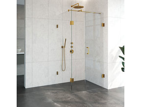 Douchecabine Venus Rechthoek Draaideur 98x87.7x200cm Antikalk Helder Glas Profielloos 8mm Veiligheidsglas Geborsteld Goud