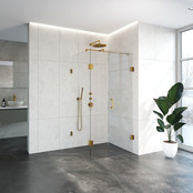 Douchecabine Venus Rechthoek Draaideur 98x87.7x200cm Antikalk Helder Glas Profielloos 8mm Veiligheidsglas Geborsteld Goud