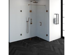 Douchecabine Venus Rechthoek Draaideur 118x87.7x200cm Antikalk Helder Glas Profielloos 8mm Veiligheidsglas Geborsteld Koper