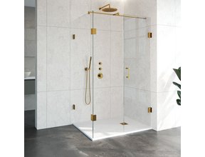 Douchecabine Venus Rechthoek Draaideur 118x87.7x200cm Antikalk Helder Glas Profielloos 8mm Veiligheidsglas Geborsteld Goud