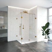 Douchecabine Venus Rechthoek Draaideur 118x87.7x200cm Antikalk Helder Glas Profielloos 8mm Veiligheidsglas Geborsteld Goud