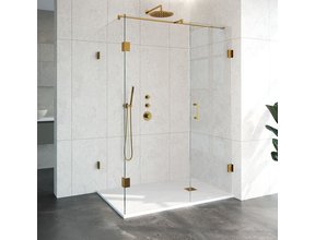Douchecabine Venus Rechthoek Draaideur 138x87.7x200cm Antikalk Helder Glas Profielloos 8mm Veiligheidsglas Geborsteld Goud
