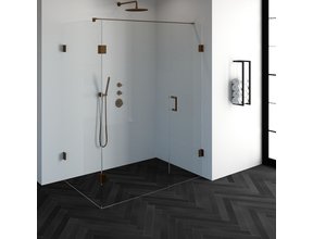 Douchecabine Venus Rechthoek Draaideur 158x87.7x200cm Antikalk Helder Glas Profielloos 8mm Veiligheidsglas Geborsteld Koper