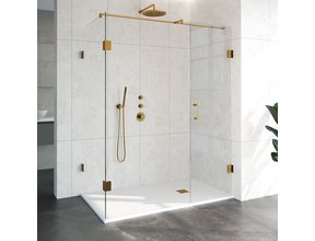 Douchecabine Venus Rechthoek Draaideur 158x87.7x200cm Antikalk Helder Glas Profielloos 8mm Veiligheidsglas Geborsteld Goud