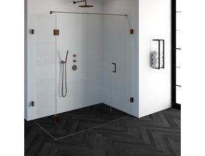 Douchecabine Venus Rechthoek Draaideur 178x87.7x200cm Antikalk Helder Glas Profielloos 8mm Veiligheidsglas Geborsteld Koper