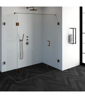 Douchecabine Venus Rechthoek Draaideur 178x87.7x200cm Antikalk Helder Glas Profielloos 8mm Veiligheidsglas Geborsteld Koper