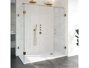 Douchecabine Venus Rechthoek Draaideur 178x87.7x200cm Antikalk Helder Glas Profielloos 8mm Veiligheidsglas Geborsteld Goud