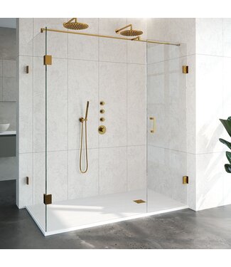 Douchecabine Venus Rechthoek Draaideur 178x87.7x200cm Antikalk Helder Glas Profielloos 8mm Veiligheidsglas Geborsteld Goud