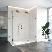 Douchecabine Venus Rechthoek Draaideur 178x87.7x200cm Antikalk Helder Glas Profielloos 8mm Veiligheidsglas Geborsteld Goud