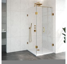 Douchecabine Venus Vierkant Draaideur 88x87.7x200cm Antikalk Helder Glas Profielloos 8mm Veiligheidsglas Geborsteld Goud