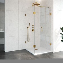 Douchecabine Venus Vierkant Draaideur 88x87.7x200cm Antikalk Helder Glas Profielloos 8mm Veiligheidsglas Geborsteld Goud