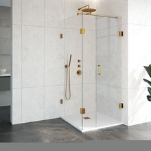 Douchecabine Venus Vierkant Draaideur 88x87.7x200cm Antikalk Helder Glas Profielloos 8mm Veiligheidsglas Geborsteld Goud