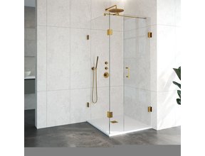 Douchecabine Venus Vierkant Draaideur 88x87.7x200cm Antikalk Helder Glas Profielloos 8mm Veiligheidsglas Geborsteld Goud