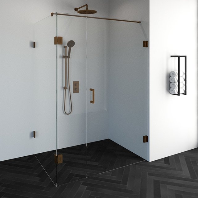 Douchecabine Venus Rechthoek Draaideur met Draaibare Zijwand 138.8x97.7x200cm Antikalk Helder Glas Profielloos 8mm Veiligheidsglas Geborsteld Koper Douchecabine Venus Rechthoek Draaideur met Draaibare Zijwand 138.8x97.7x200cm Antikalk Helder Glas Profielloos 8mm Veiligheidsglas Geborsteld Koper