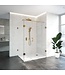 Douchecabine Venus Rechthoek Draaideur met Draaibare Zijwand 138.8x97.7x200cm Antikalk Helder Glas Profielloos 8mm Veiligheidsglas Geborsteld Goud