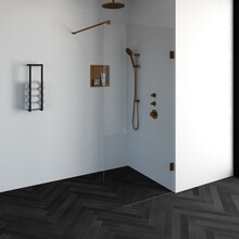 Inloopdouche Venus 97.7x200cm Antikalk Helder Glas Profielloos 8mm Veiligheidsglas Geborsteld Koper