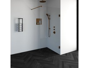 Inloopdouche Venus 97.7x200cm Antikalk Helder Glas Profielloos 8mm Veiligheidsglas Geborsteld Koper