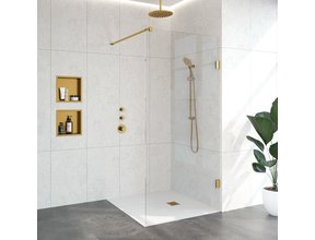 Inloopdouche Venus 97.7x200cm Antikalk Helder Glas Profielloos 8mm Veiligheidsglas Geborsteld Goud