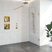 Inloopdouche Venus 107.7x200cm Antikalk Helder Glas Profielloos 8mm Veiligheidsglas Geborsteld Goud