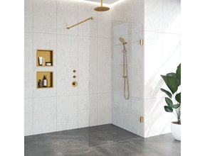 Inloopdouche Venus 107.7x200cm Antikalk Helder Glas Profielloos 8mm Veiligheidsglas Geborsteld Goud