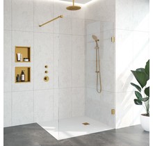 Inloopdouche Venus 117.7x200cm Antikalk Helder Glas Profielloos 8mm Veiligheidsglas Geborsteld Goud