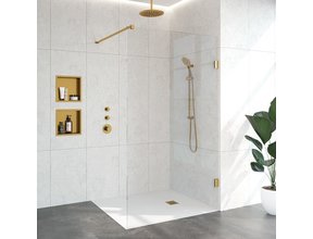 Inloopdouche Venus 117.7x200cm Antikalk Helder Glas Profielloos 8mm Veiligheidsglas Geborsteld Goud