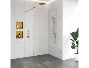 Inloopdouche Venus 127.7x200cm Antikalk Helder Glas Profielloos 8mm Veiligheidsglas Geborsteld Goud
