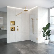 Inloopdouche Venus 127.7x200cm Antikalk Helder Glas Profielloos 8mm Veiligheidsglas Geborsteld Goud