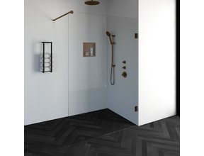 Inloopdouche Venus 137.7x200cm Antikalk Helder Glas Profielloos 8mm Veiligheidsglas Geborsteld Koper