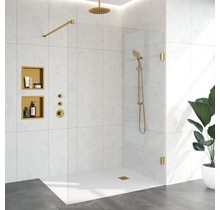 Inloopdouche Venus 137.7x200cm Antikalk Helder Glas Profielloos 8mm Veiligheidsglas Geborsteld Goud