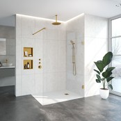 Inloopdouche Venus 137.7x200cm Antikalk Helder Glas Profielloos 8mm Veiligheidsglas Geborsteld Goud