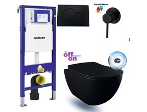 Geberit UP320 Toiletset Zwart met Creavit Freedom Randloos Hangtoilet met Bidet