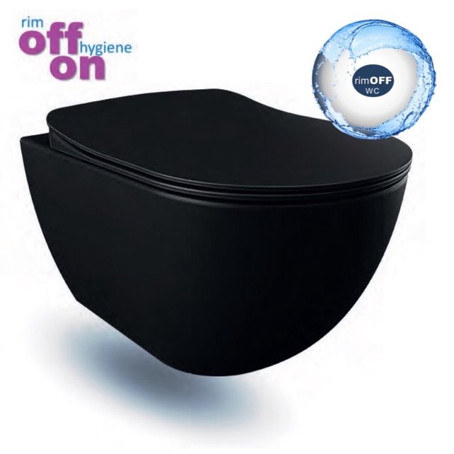 Geberit UP320 Toiletset Zwart met Creavit Freedom Randloos Hangtoilet met Bidet