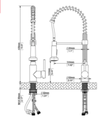 Keukenkraan Evita Chroom met uittrekbare Handdouche sproeiknop