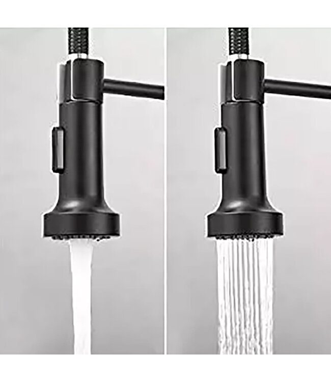 Creavit Keukenkraan Evita Zwart Mat met uittrekbare Handdouche sproeiknop