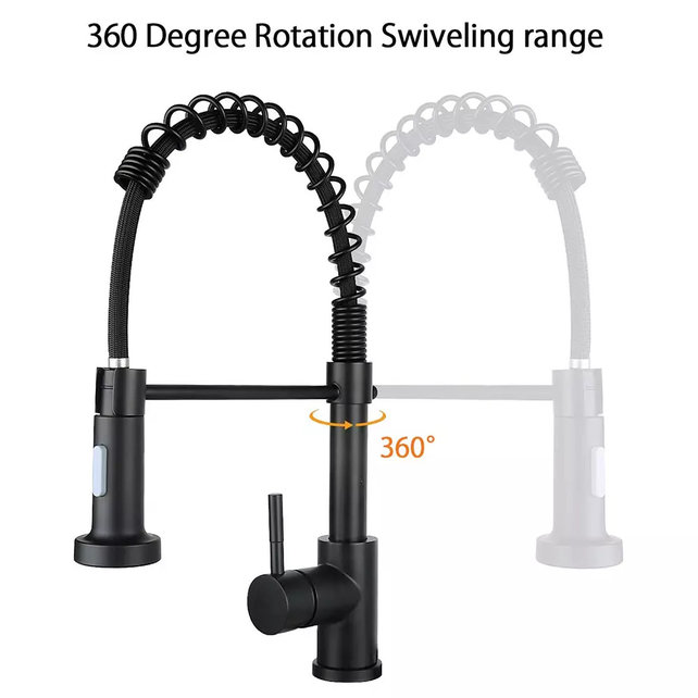 Creavit Keukenkraan Evita Zwart Mat met uittrekbare Handdouche sproeiknop