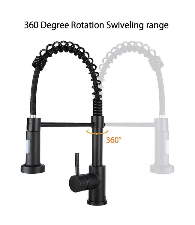 CREAVIT Creavit Keukenkraan Evita Zwart Mat met uittrekbare Handdouche sproeiknop