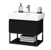 Industrieel Badkamermeubel Creavit Sharp Zwart 60x47x50cm met Stalen frame en wastafel met 1 kraangat overloop Industrieel Badkamermeubel Creavit Sharp Zwart 60x47x50cm met Stalen frame en wastafel met 1 kraangat overloop