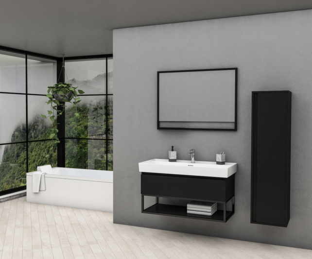 Industrieel Badkamermeubel Creavit Sharp Zwart 100x47x50cm Industrieel Badkamermeubel Creavit Sharp Zwart 100x47x50cm