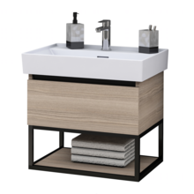 Industrieel Badkamermeubel Creavit Sharp 60x47x50cm met Stalen frame en wastafel met 1 kraangat overloop