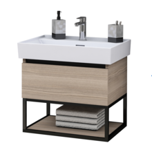 Industrieel Badkamermeubel Creavit Sharp 60x47x50cm met Stalen frame en wastafel met 1 kraangat overloop