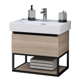 Industrieel Badkamermeubel Creavit Sharp 60x47x50cm met Stalen frame en wastafel met 1 kraangat overloop