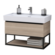 Industrieel Badkamermeubel Creavit Sharp 80x47x50cm met Stalen frame en wastafel met 1 kraangat overloop