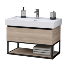 Industrieel Badkamermeubel Creavit Sharp 80x47x50cm met Stalen frame en wastafel met 1 kraangat overloop