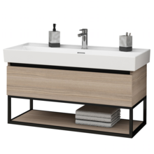 Industrieel Badkamermeubel Creavit Sharp 100x47x50cm met Stalen frame en wastafel met 1 kraangat overloop