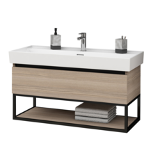 Industrieel Badkamermeubel Creavit Sharp 100x47x50cm met Stalen frame en wastafel met 1 kraangat overloop