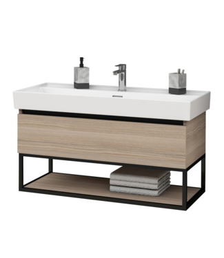 CREAVIT Industrieel Badkamermeubel Creavit Sharp 100x47x50cm met Stalen frame en wastafel met 1 kraangat overloop