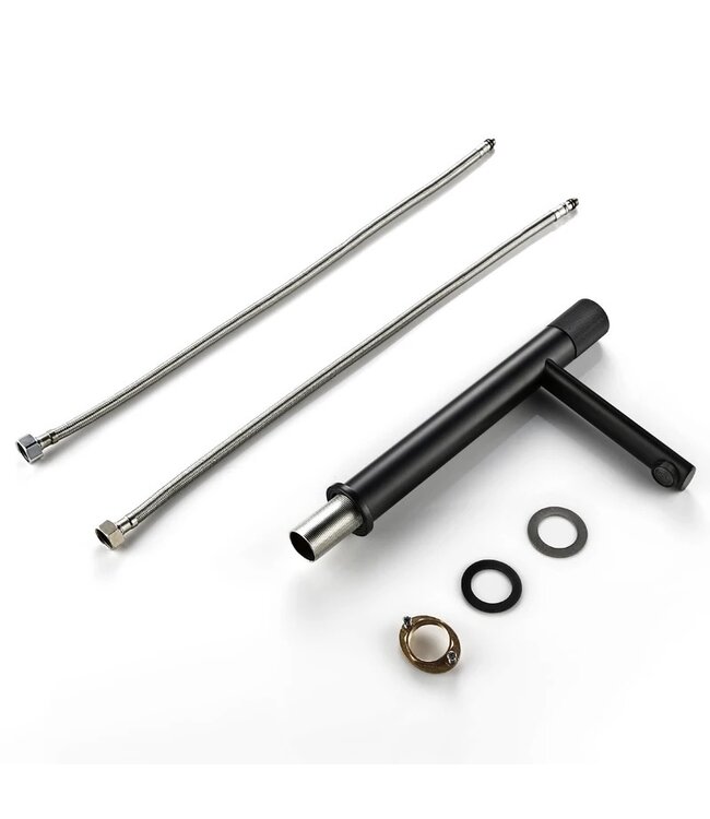 Wastafelkraan Hoog Quo Lux Mengkraan Zwart Mat 31cm