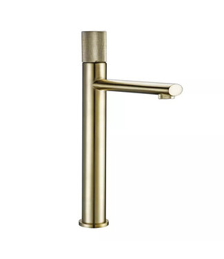 SANETTI Wastafelkraan Hoog Quo Lux Mengkraan Geborsteld Goud 31cm